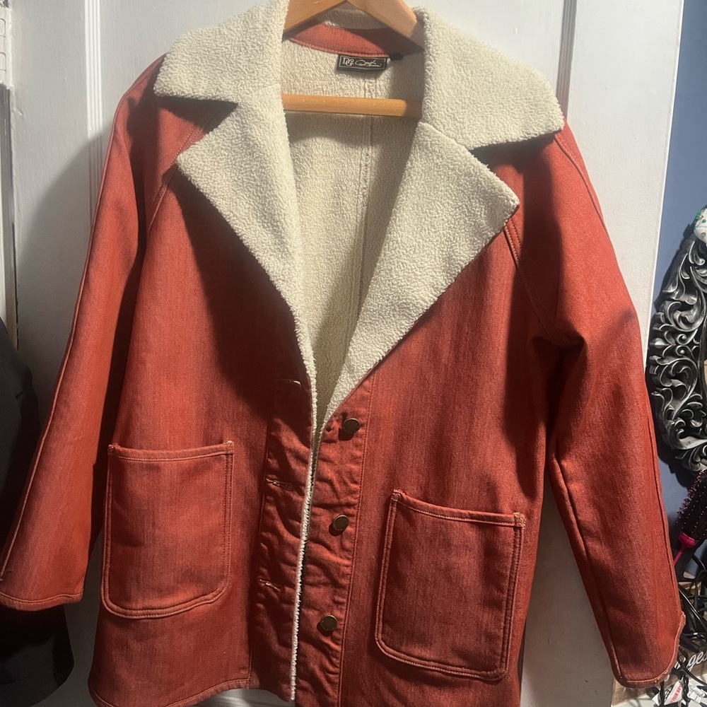NWOT Rust Orange Sherpa Lined Jacket